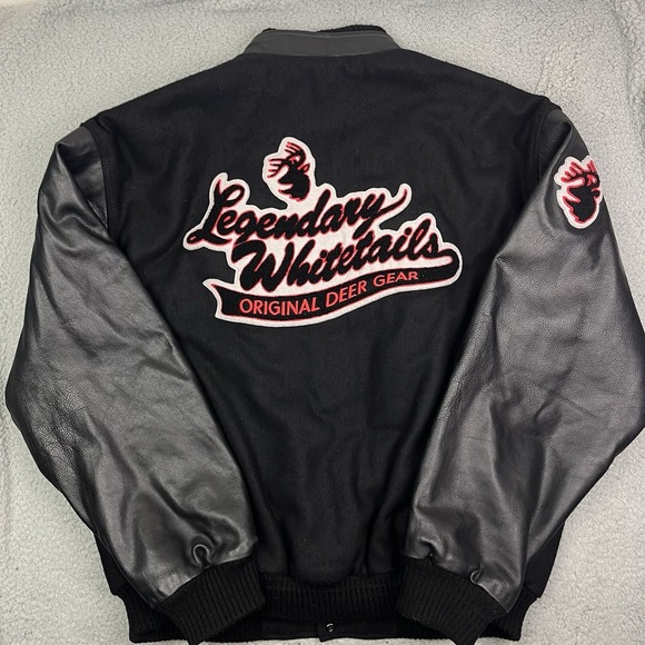Vintage Legendary Whitetails Deer Gear Leather Jacket Bomber Hunting Coat XL‎ - Picture 1 of 10